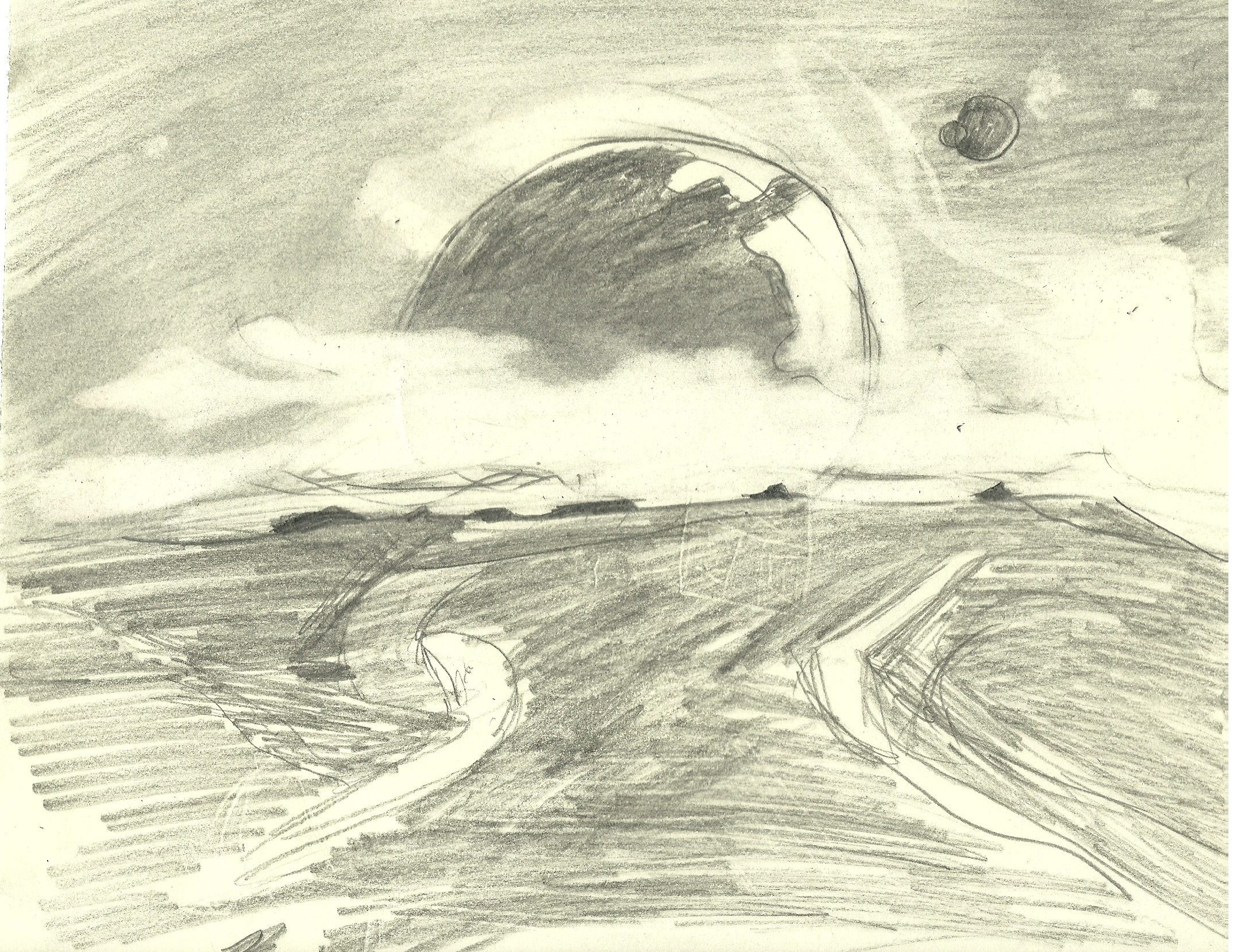 Sketch of planet on horizon